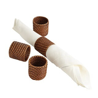 Piper Woven Napkin Rings Set of 4 with Handwoven Rattan & Organic Texture | Ballard Designs, Inc.