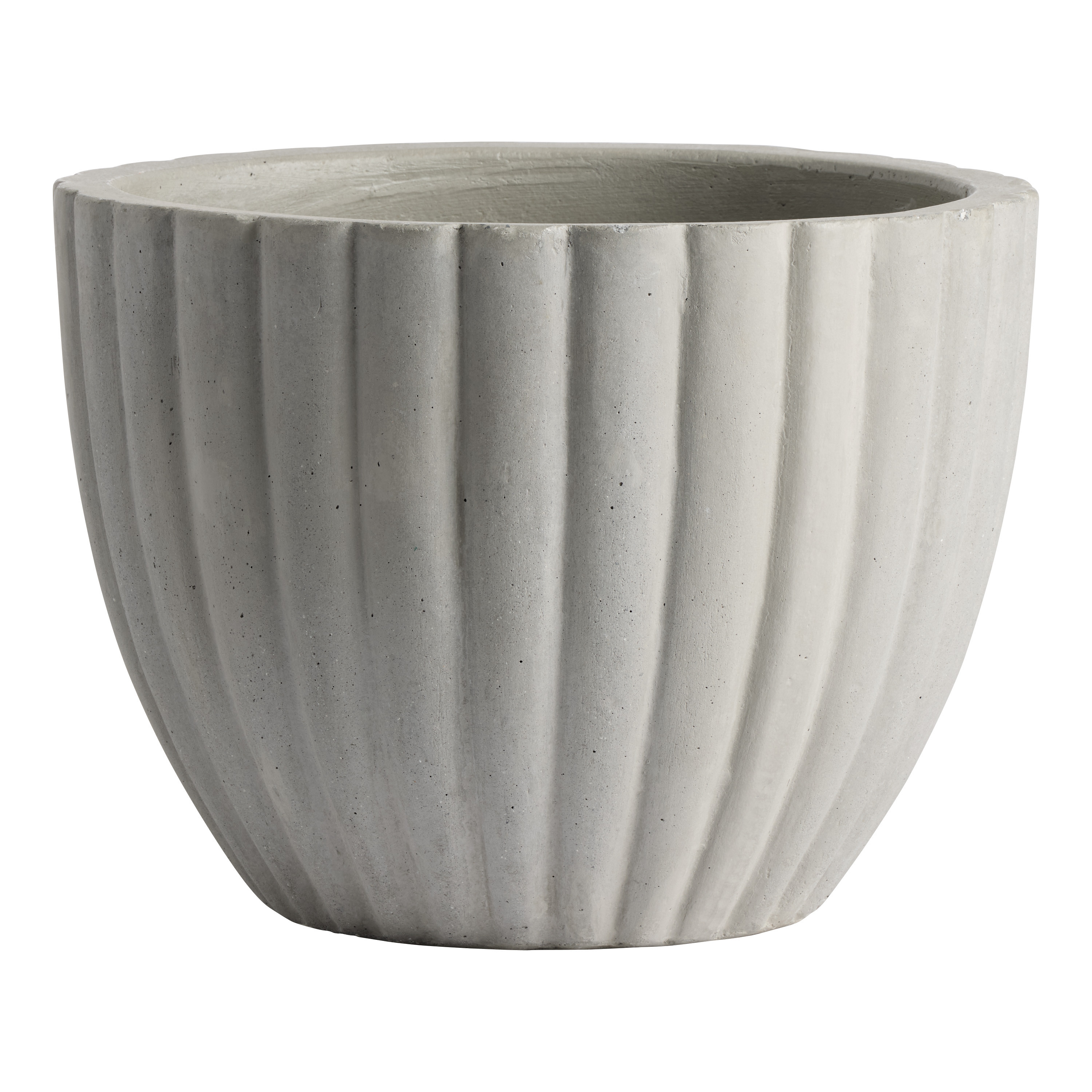 Elliah Gray Cement Fluted Outdoor Planter | World Market