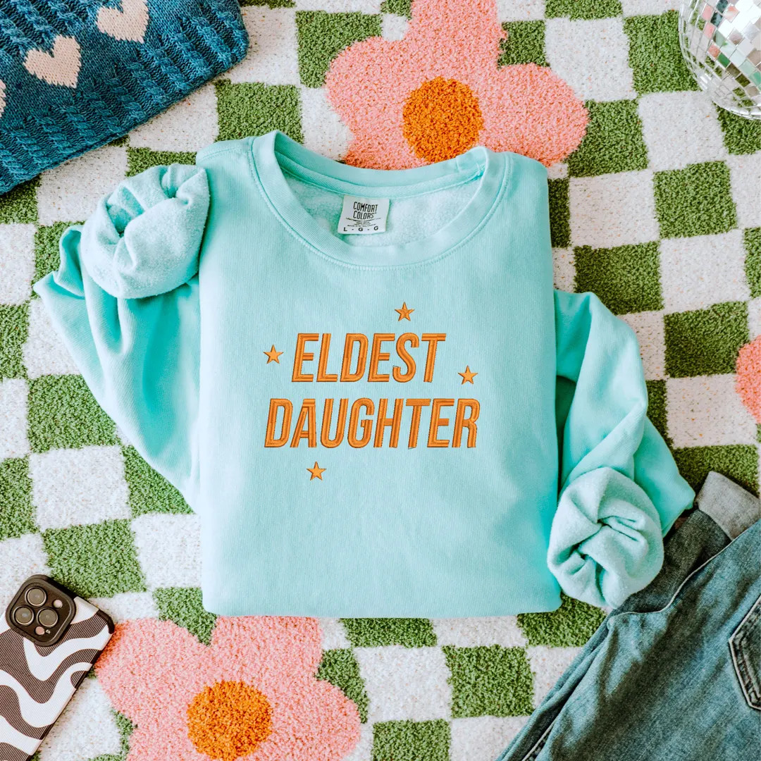Eldest Daughter Embroidered Sweatshirt, Embroidered Sweatshirt - Etsy | Etsy (US)
