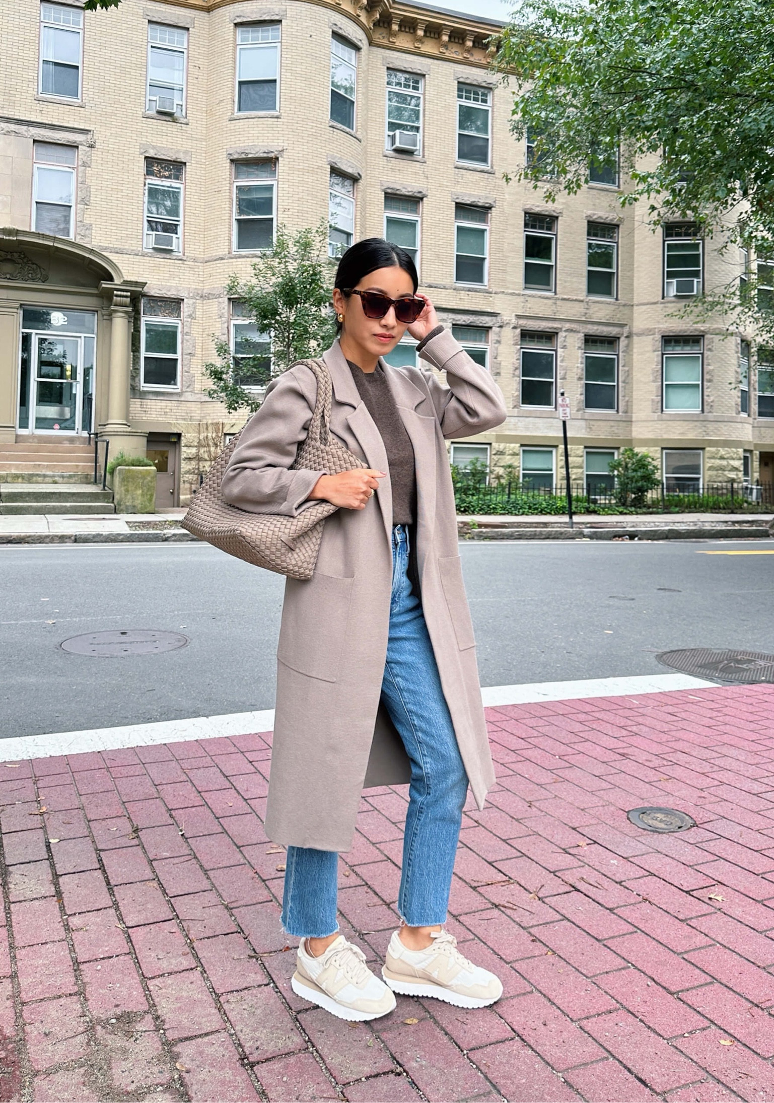 •Amazon cardigan jacket sz S - this is the “gray” but in person it’s actually taupe. I usually take xxs and assumed the S would be much too big, but it actually fits a good amount of oversized on me after I cuffed the sleeves. This is a more structured stiffer cardigan jacket rather than drapey and flowy.

•Quince crewneck cashmere sweater XS 

•Madewell jeans sz 24 petite (hems cut)

•New Balance sneakers 5.5
•Naghedi medium tote
•J.Crew earrings
•$15 sunglasses

#petite 

#LTKstyletip #LTKfindsunder100 #LTKSeasonal