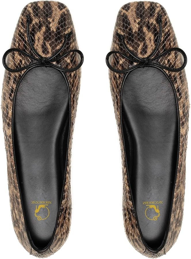 SHODENSE Women Flats Shoes Bow Square Closed Toe Ballet Flats Slip On Metallic Flat Shoe Matte Pa... | Amazon (US)