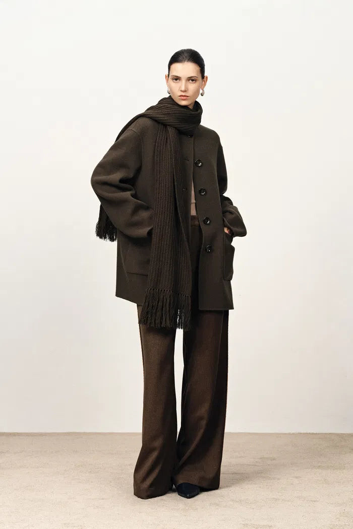 Kaila Fringed Scarf Coat in Double-Face Merino-Cashmere | Fabrique