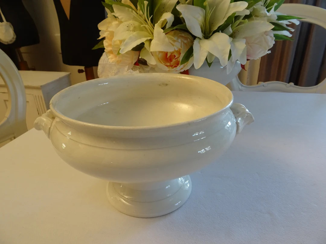 Antique Soupiere, Bukhard Tureen, France, Earthenware, Ironstone, Flower Vase, Vase, White - Etsy... | Etsy (US)