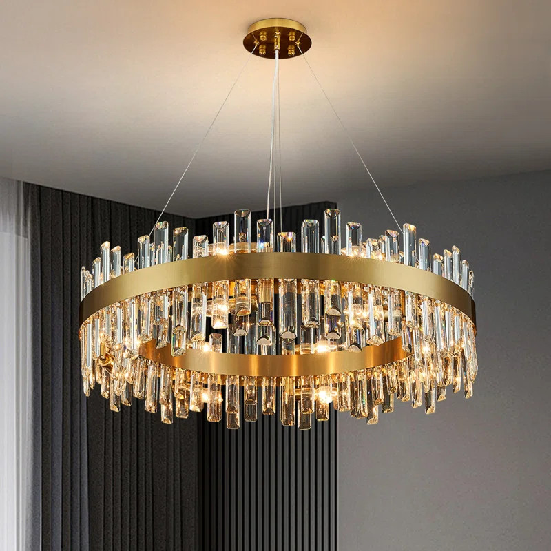 Marais Dimmable Round K9 Crystal Ceiling Light Modern Chandeliers | Wayfair North America
