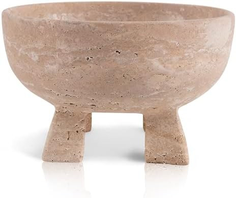 EARTHENTONES Marble Fruit Bowl, 8" Travertine Handmade Fruit Bowl for Kitchen Counter, Elegant De... | Amazon (US)