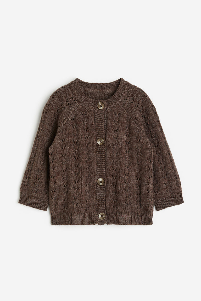 H & M - Pointelle-knit Cardigan - Brown | H&M (US + CA)