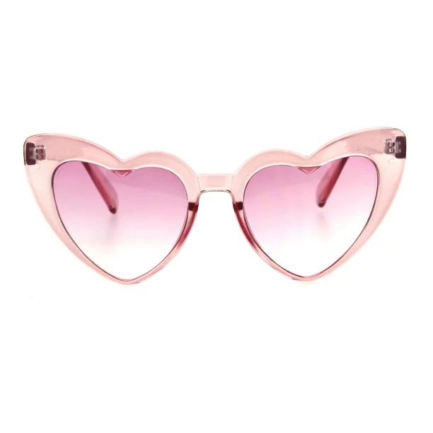 Womens Translucent Heart Shape Valentines Plastic Cat Eye Sunglasses Pink | Walmart (US)