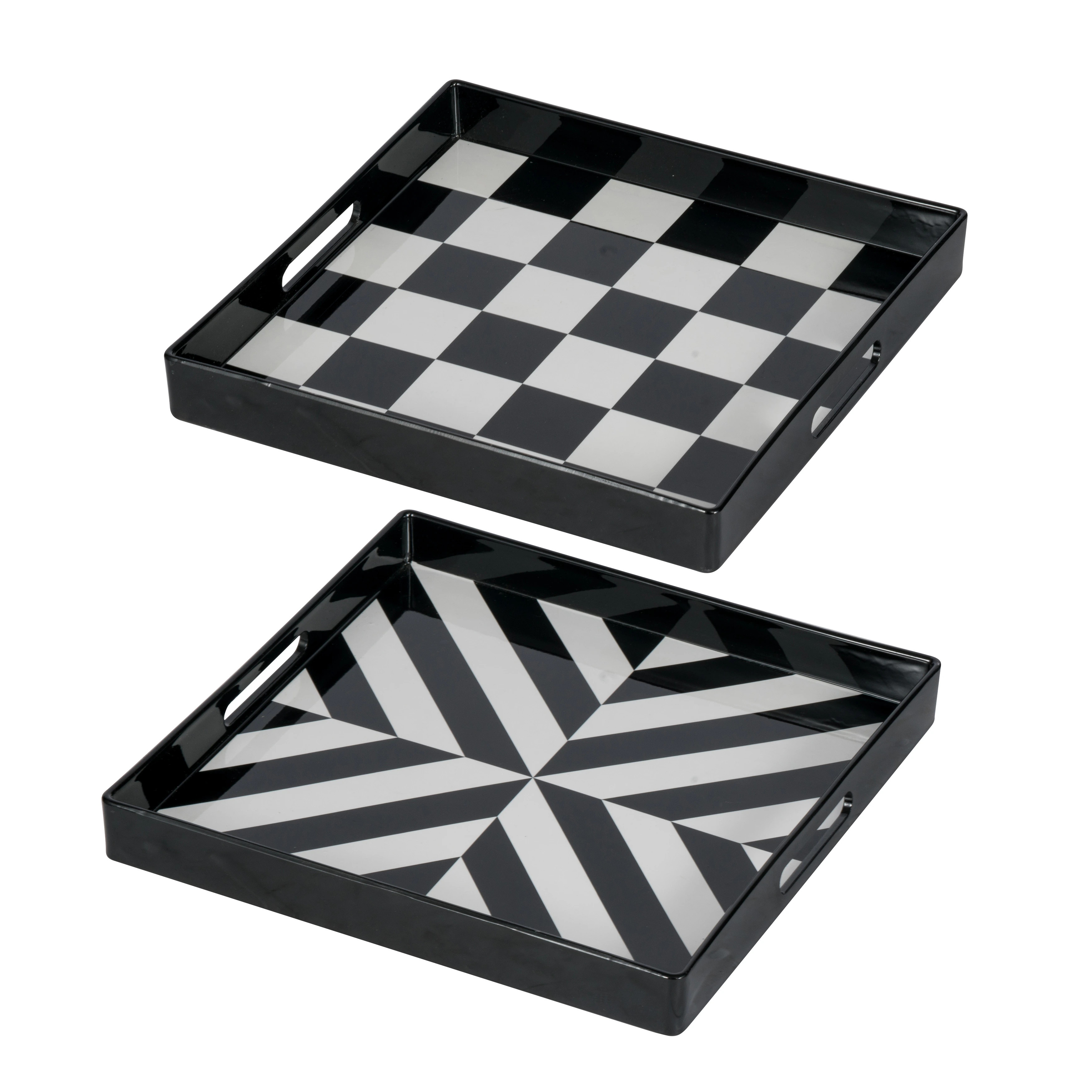 Quinn Black and White Square Trays (Set of 2) | Bed Bath & Beyond