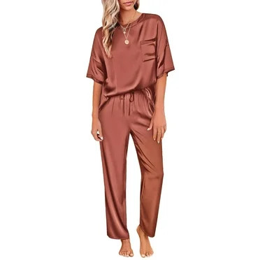 Joyspun Women’s Short Sleeve Notch Top and Shorts Pajama Set with Blanket Stitching, Sizes XS-3... | Walmart (US)