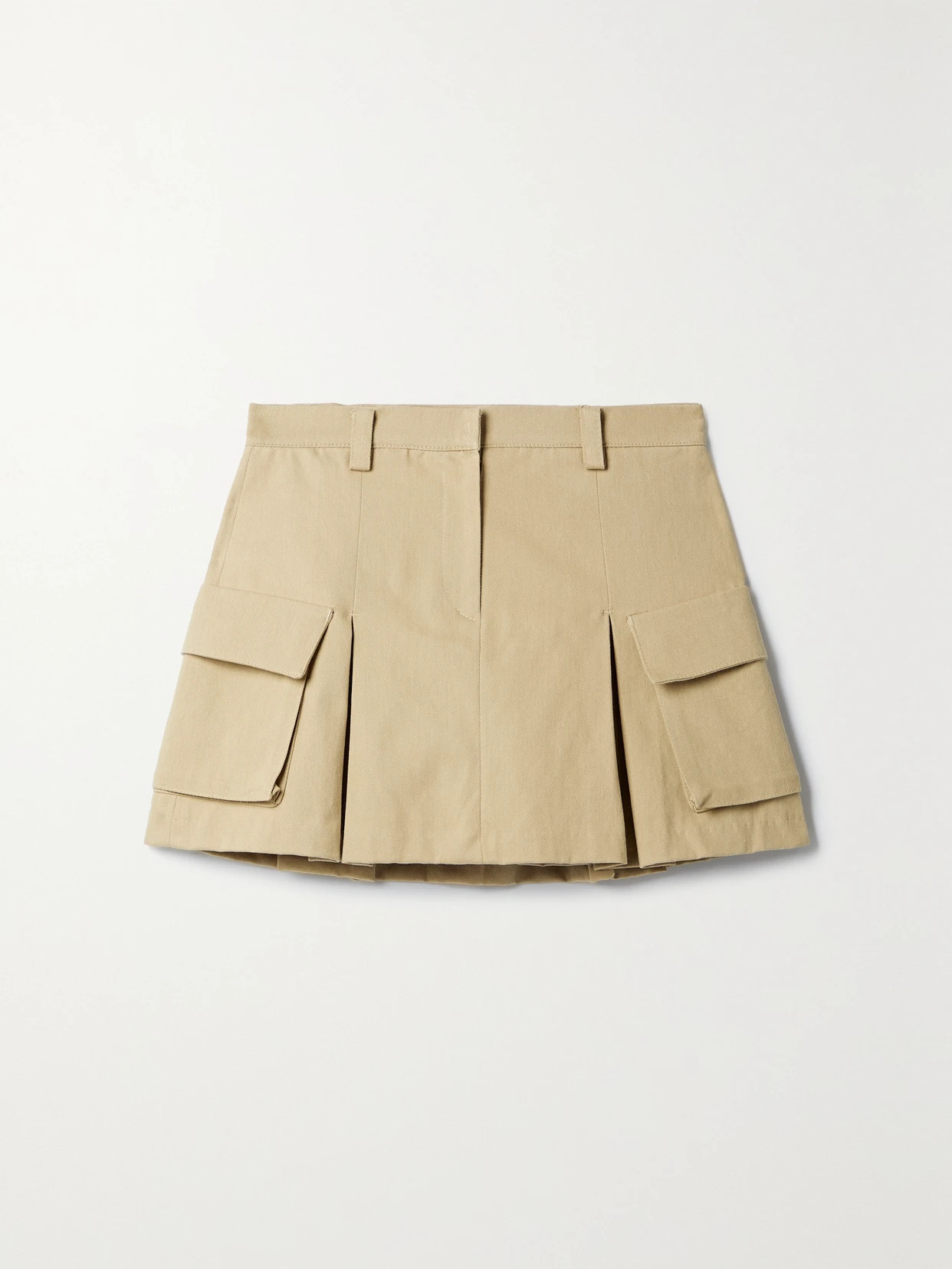 The Frankie Shop - Audrey Pleated Cotton-twill Mini Skirt - Neutrals | NET-A-PORTER (US)