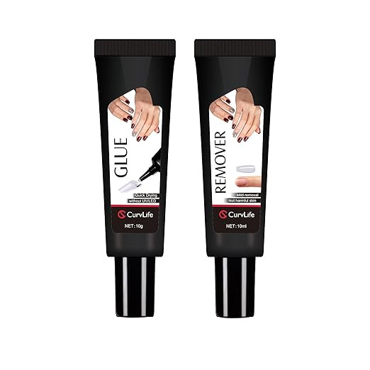Curvlife Newly Upgraded Quick Drying 10g Semi Solid Nail Glue with 10ml Remover for Press On Nail... | Amazon (US)