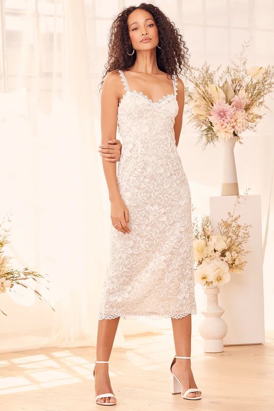All My Love For You White Lace Sleeveless Midi Dress | Lulus (US)
