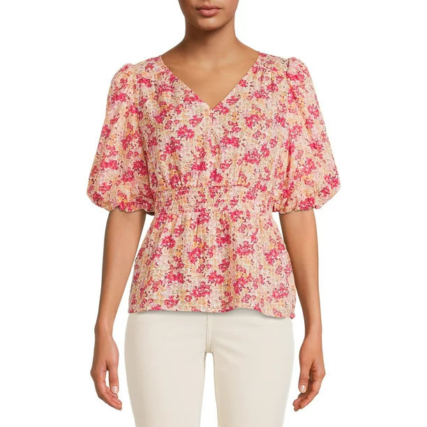 Time and Tru Women's Puff Sleeve Top | Walmart (US)