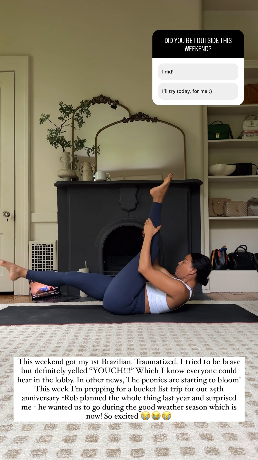 Workout is peloton app Pilates! Leggings and top linked :)