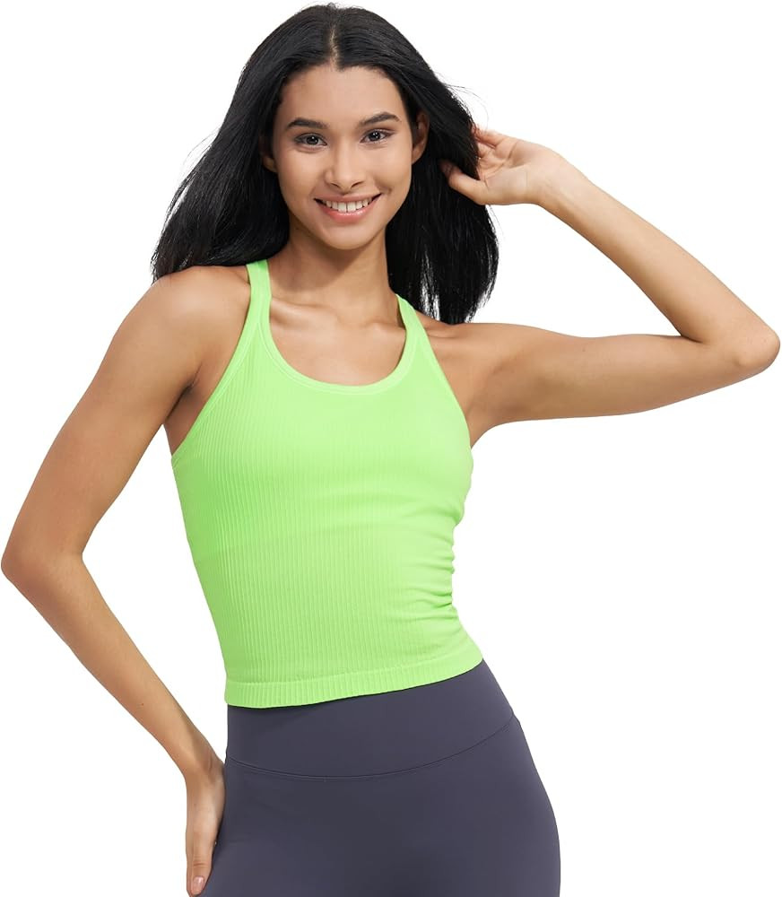 sphinx cat Womens Ribbed Workout Crop Tops with Built in Bra Yoga Racerback Tank Top Slim Fit | Amazon (US)