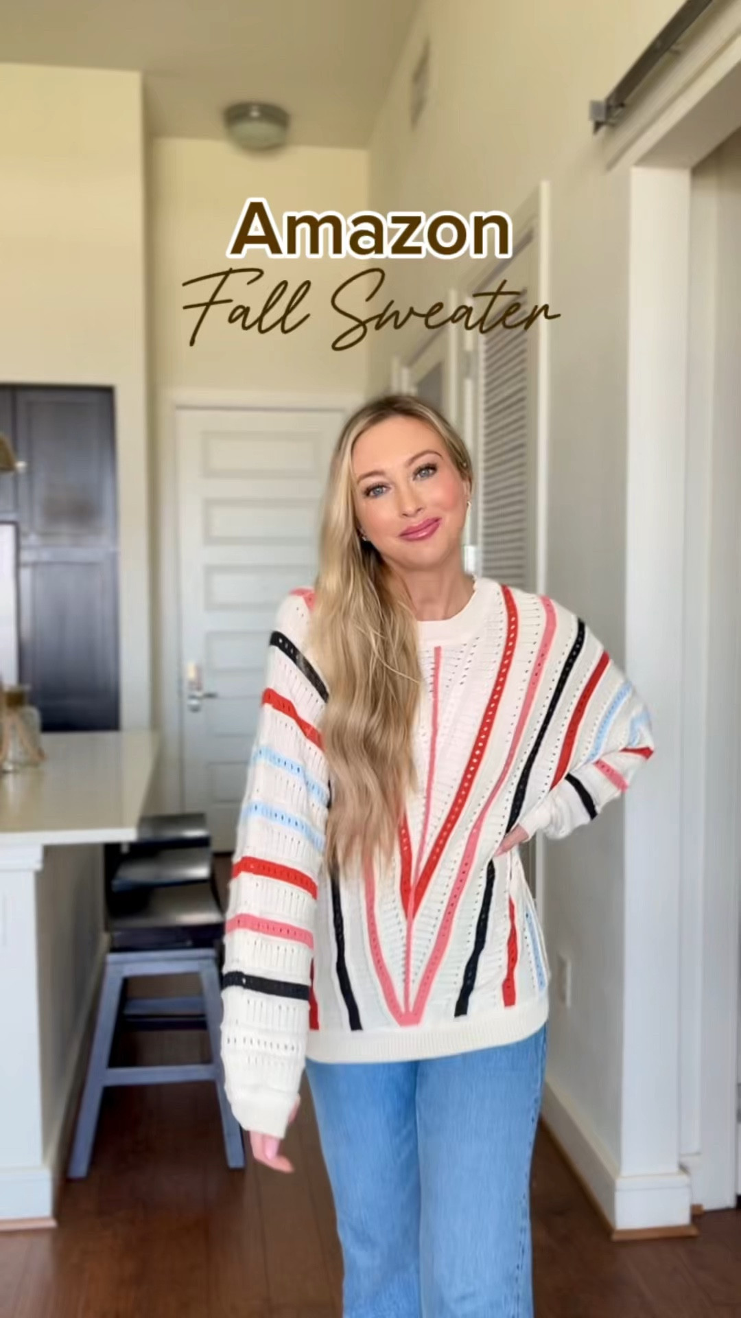 Fall sweater from Amazon! I’m wearing a size small so it is a little oversized. 
