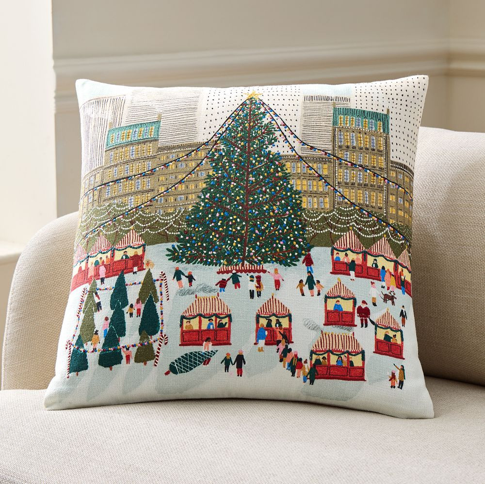 Nicole Cicak Holiday Market Tree Pillow Cover | West Elm (US)