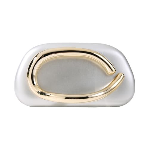 Dreubea Minimalist Gold-Tone Art Deco Clutch Bag – Elegant Metallic Accent Evening Handbag Purse for Women Silver | Amazon (US)