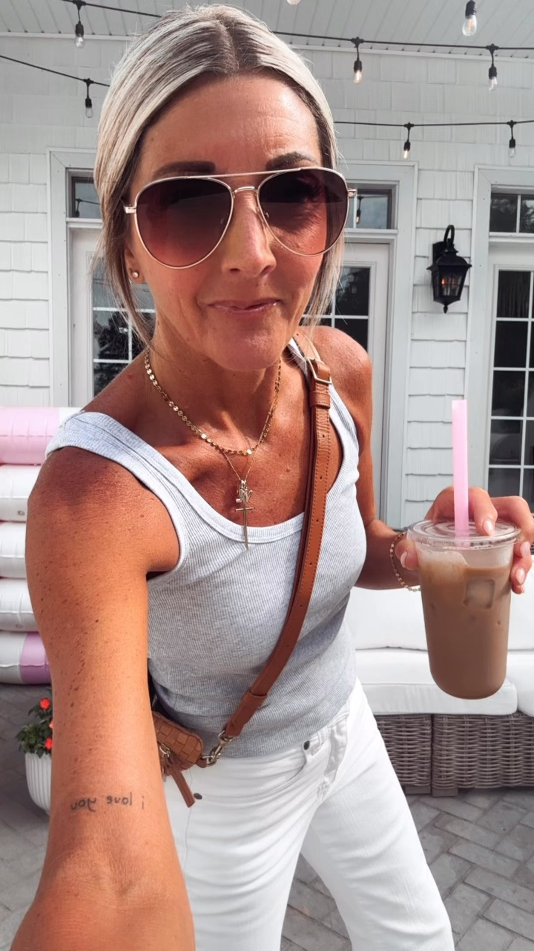OOTD !!! These tanks from Amazon are summer perfection, white cropped denim,clear jelly’s , leather Clare v , iced coffee 🧋, sunnies , you’re all set !

#LTKootd #LTKActive #LTKBeauty