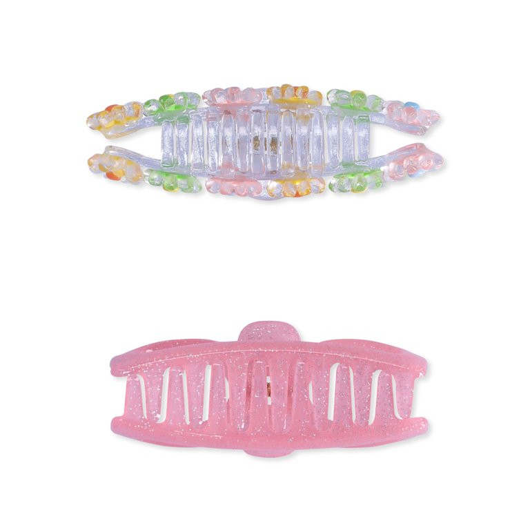 Wonder Nation Flowers & Pink Claw Clips, 2-Piece | Walmart (US)