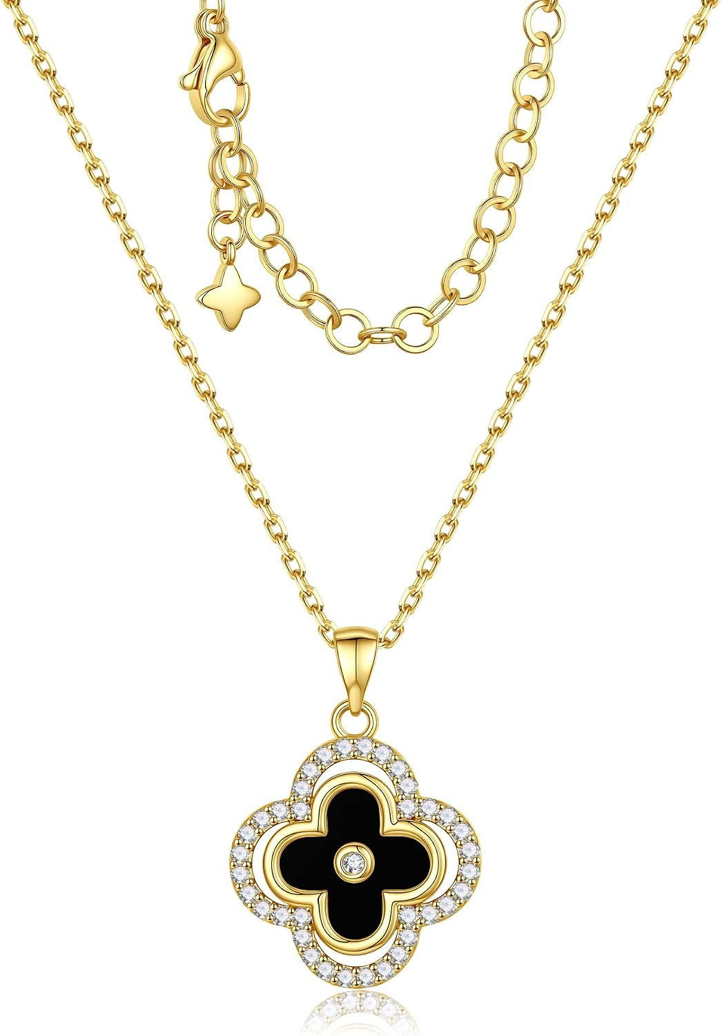 Turandoss 14K Gold Plated Clover Necklace for Women Lucky Jewelry Gifts | Amazon (US)