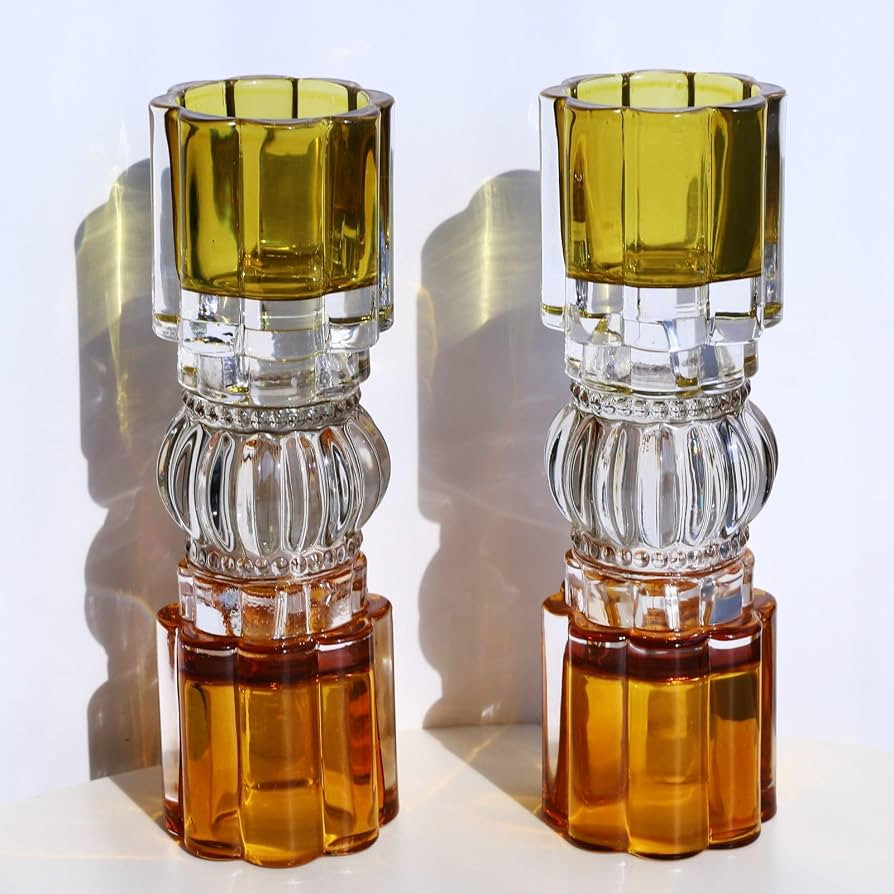 VOHO Tall Amber Votive Candle Holders for Thanksgiving Fall Decor | Amazon (US)
