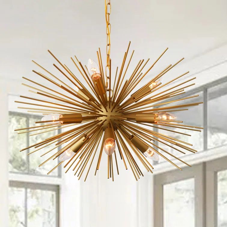 9-Light Modern Sputnik Chandeliers Adjustable Chain Brass Golden Finish | Wayfair North America