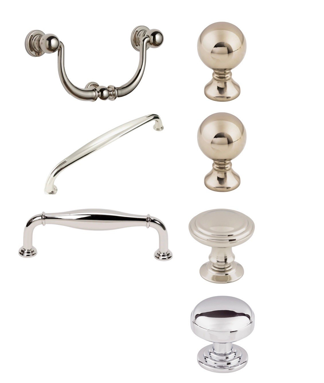 Knobs and pulls for the new house! I am getting these in polished nickel and the bottom know in chrome!

Bathroom, kitchen