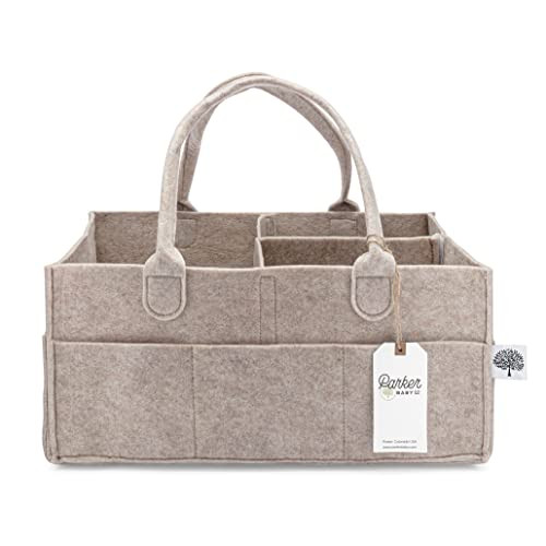 Parker Baby Co. Felt Diaper Caddy Organizer - Large, Oatmeal | Amazon (US)