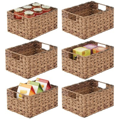 mDesign Woven Farmhouse Pantry Food Storage Bin Basket Box, 6 Pack - Brown Ombre, 12 x 9 x 6 | Target