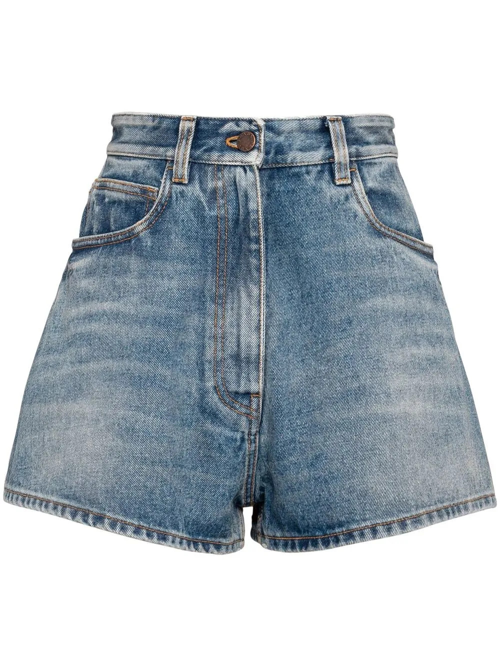 Prada triangle-logo Denim Shorts | Blue | FARFETCH BE | Farfetch Global