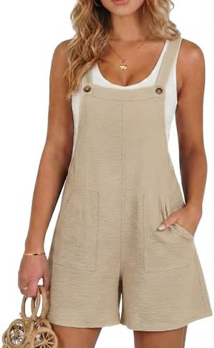 Dokotoo Women's Casual Rompers Loose Overalls One Piece Sleeveless Wide Leg Short Pant Jumpsuits ... | Amazon (US)