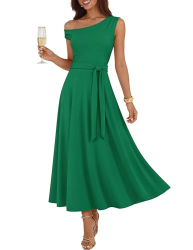 ZESICA Womens Summer Casual One Shoulder Maxi Dress 2026 Sleeveless Wedding Guest Flowy Vacation ... | Amazon (US)