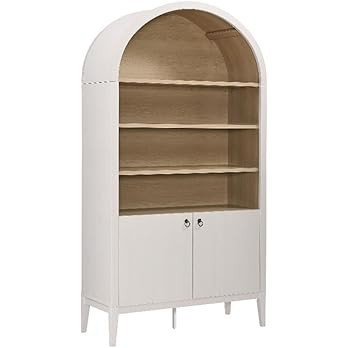 Modway Nolan Tall Arched Storage Display Cabinet in Ivory - 74 Inch Arch Bookshelf with Open and ... | Amazon (US)