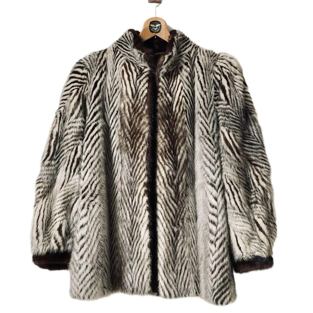 SAGA MINK Fur Coat: Black White Zebra Dyed, Fur Jacket, Size Small Medium pp | Etsy (US)