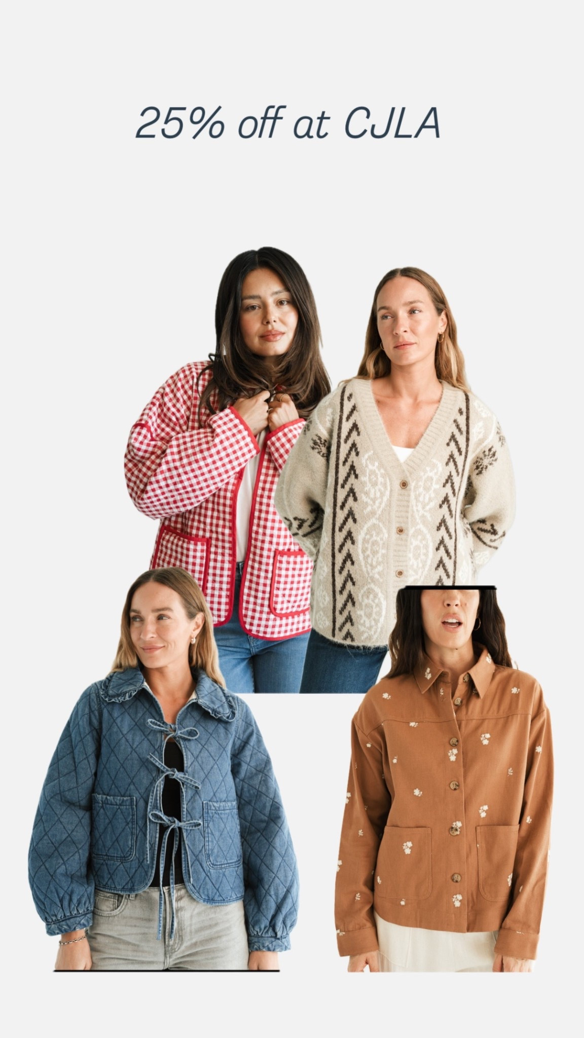 25% off at CJLA
Statement coats

#LTKootd #LTKSeasonal #LTKSaleAlert