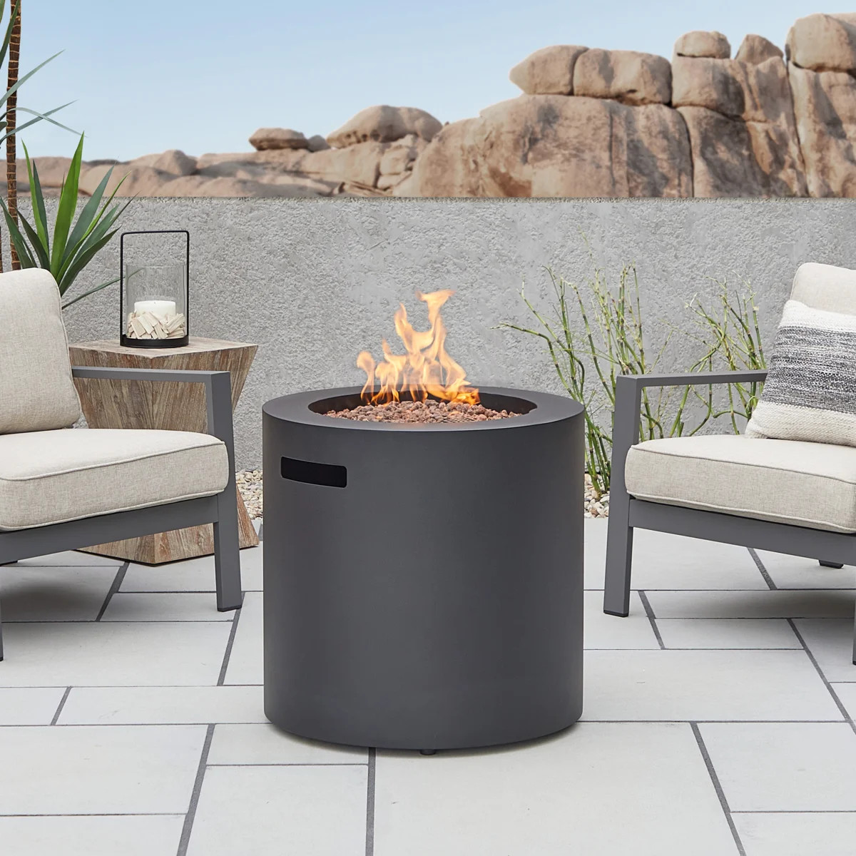 Aegean 24" Round Steel Propane Fire Pit Table with Hidden Tank Storage by Real Flame | Wayfair North America