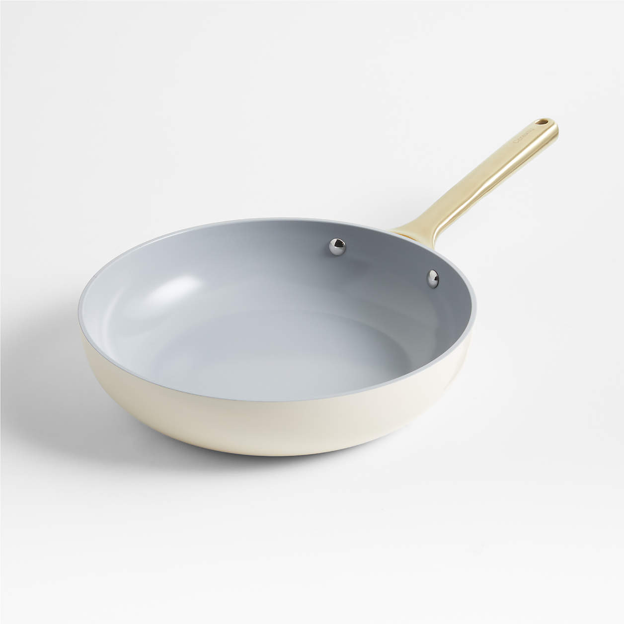 Caraway Cream Ceramic Non-Stick 10.5" Fry Pan with Gold Hardware + Reviews | Crate & Barrel | Crate & Barrel