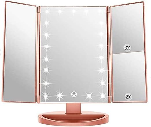 Infitrans 3 Folds Lighted Vanity Makeup Mirror,1X/2X/3X Magnification, 21 LED Bright Table Mirror... | Amazon (US)