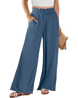 ANRABESS Womens Linen Pants 2026 Summer Casual Loose Wide Leg Palazzo Pants High Waist Flowy Beac... | Amazon (US)