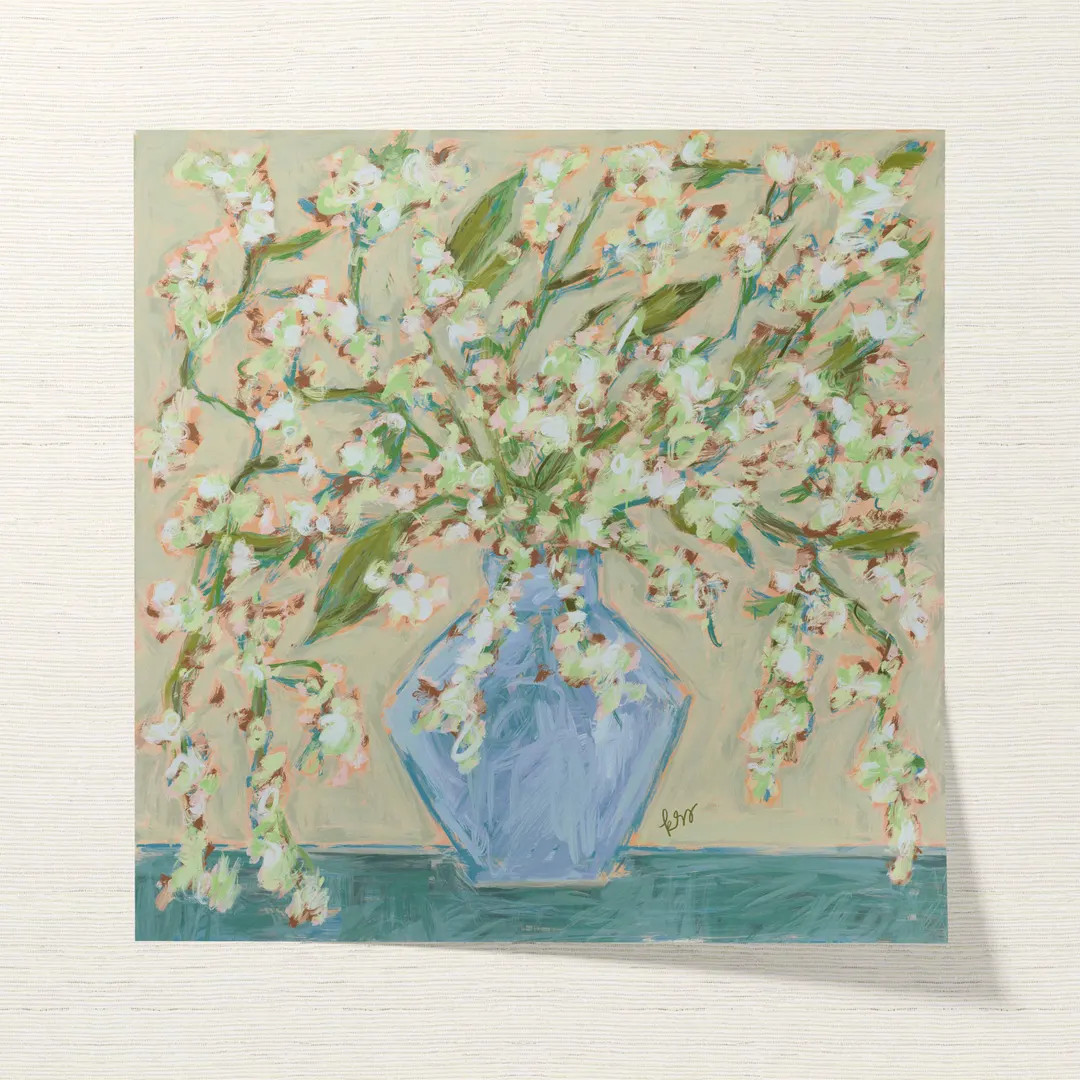 Botanical Fine Art Print | Green & Blue Flowers in Vase | Modern Southern | Rainey Studio | Etsy (US)