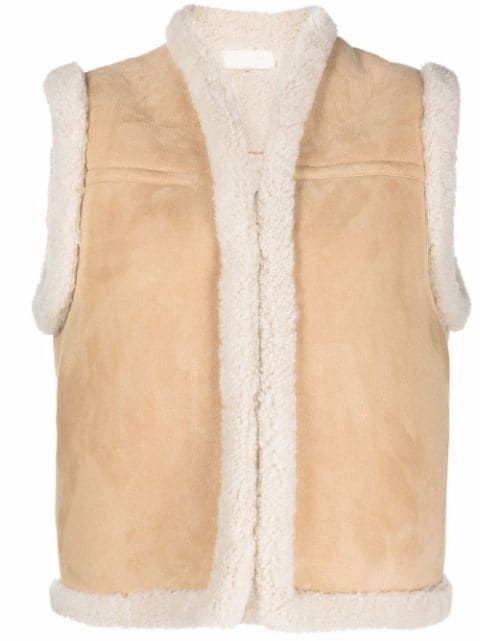 two-tone sheepskin gilet | Farfetch (US)