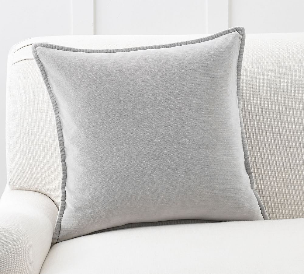 Washed Velvet Pillow Cover, 20 x 20"", Alloy Gray | Pottery Barn (US)
