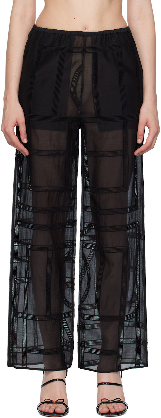 TOTEMEBlack Monogram Crochet PJ Lounge Pants | SSENSE