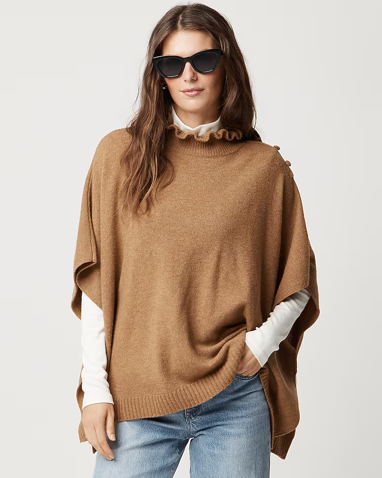 Ruffle-mockneck poncho | J.Crew Factory
