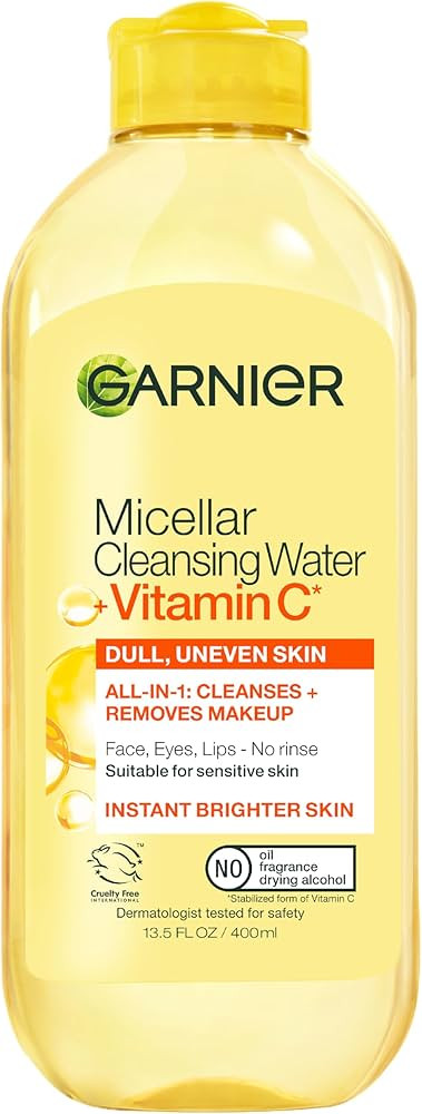 Garnier Micellar Water with Vitamin C, Facial Cleanser & Makeup Remover, Brightening & Hydrating,... | Amazon (US)