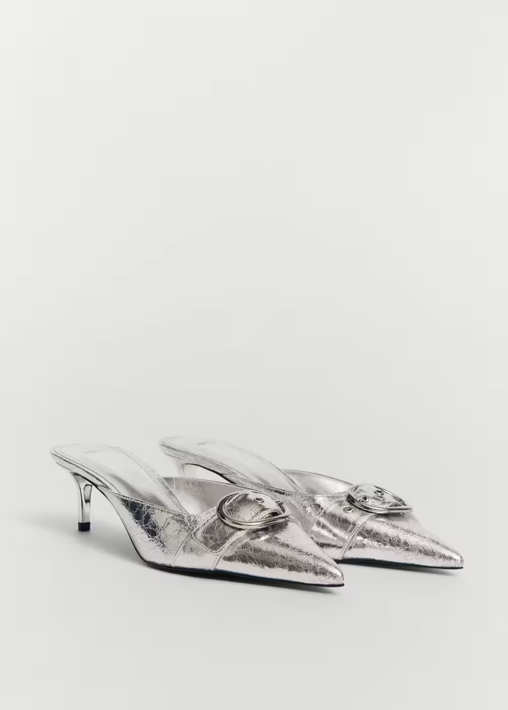 Metallic heeled shoe with buckle -  Women | Mango USA | MANGO (US)