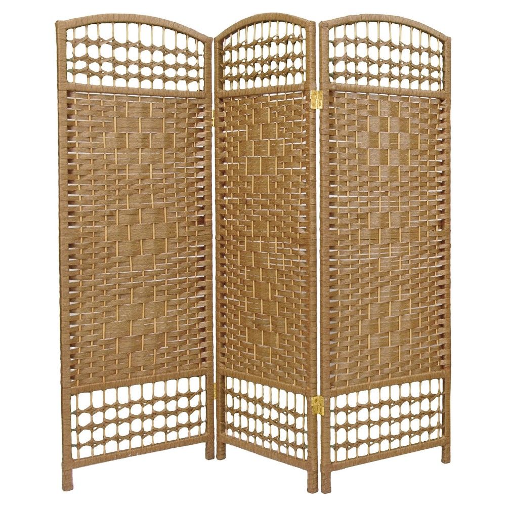 4 ft. Tall Fiber Weave Room Divider - Natural (3 Panels) - Oriental Furniture | Target