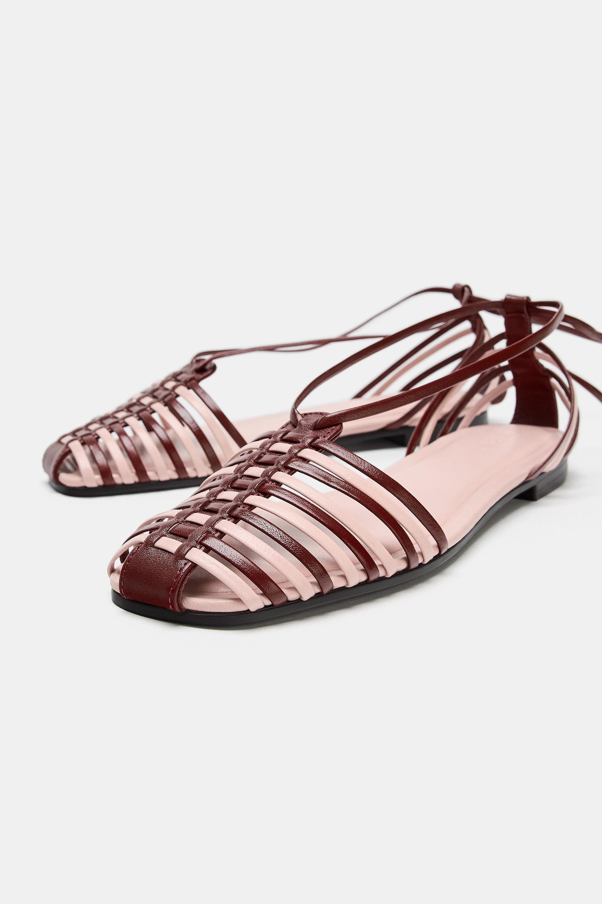 LEATHER CAGE SANDALS | Zara UK