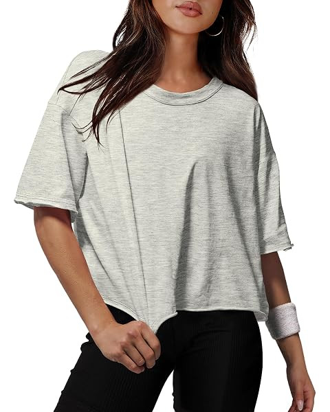 Dokotoo Oversized Tops Summer Shirts 2026 Fall T Shirts for Women Basic Tee | Short Sleeve,Crewne... | Amazon (US)